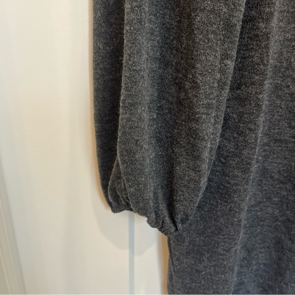 Zara Women’s Dark Heather Gray Long Balloon Sleeve Mini Sweater Dress Size Small - Picture 2 of 6
